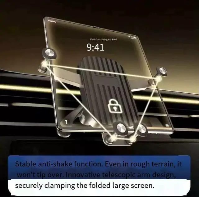Alt view image 3 of 5 - New model dedicated mobile phone holder forvehicle with foldable screen-automatic gravitysupport frame -air outlet fixing universal frame