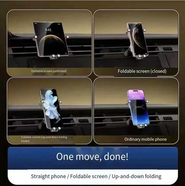 Alt view image 4 of 5 - New model dedicated mobile phone holder forvehicle with foldable screen-automatic gravitysupport frame -air outlet fixing universal frame