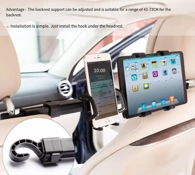 Alt view image 4 of 4 - 50HD12/88 vehicle-mounted Mobile phone and TabletTwo-in-0ne Headrest Bracket forMobile phone and Tablet Dualfunction Vehicle Headrest
Support