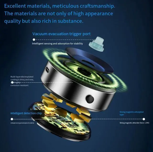 Alt view image 4 of 5 - Advanced technology first-generation electric vacuum suction dualsided adsorption mobile phone stand -screen electric strong magnetic
suction stand