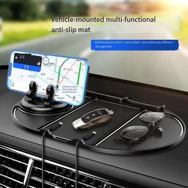 Alt view image 2 of 5 - New model car-mounted mult;-functional anti-slip mat 360-degree mobile phone navigation stand dashboard storage area license plate
mirrorglasses