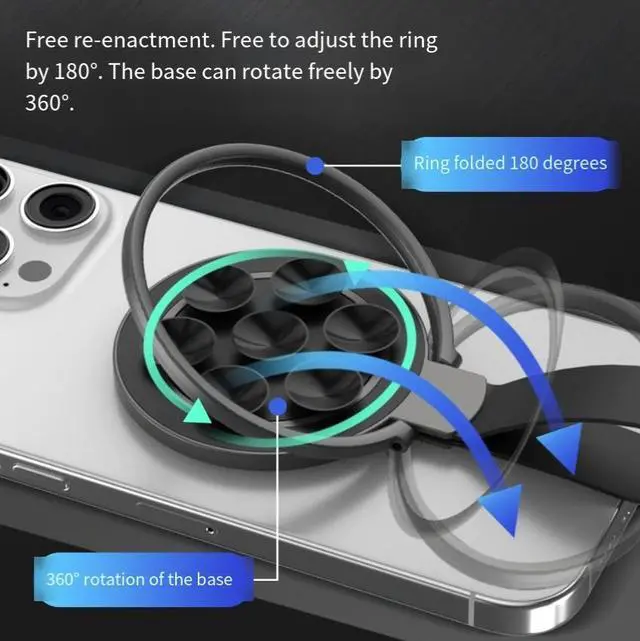 Alt view image 4 of 4 - MS-R36magsafe Magnetic Adhesive & suction Cup Mirror Home Desktop silicone Wristband Bathroom Kitchen Finger Ring support