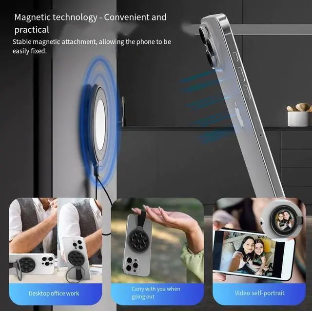 Alt view image 3 of 4 - MS-R36magsafe Magnetic Adhesive & suction Cup Mirror Home Desktop silicone Wristband Bathroom Kitchen Finger Ring support