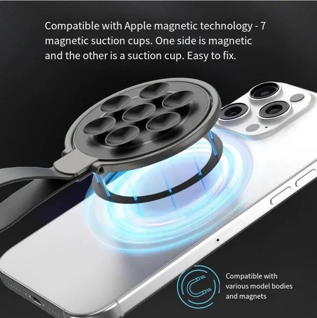 Alt view image 2 of 4 - MS-R36magsafe Magnetic Adhesive & suction Cup Mirror Home Desktop silicone Wristband Bathroom Kitchen Finger Ring support