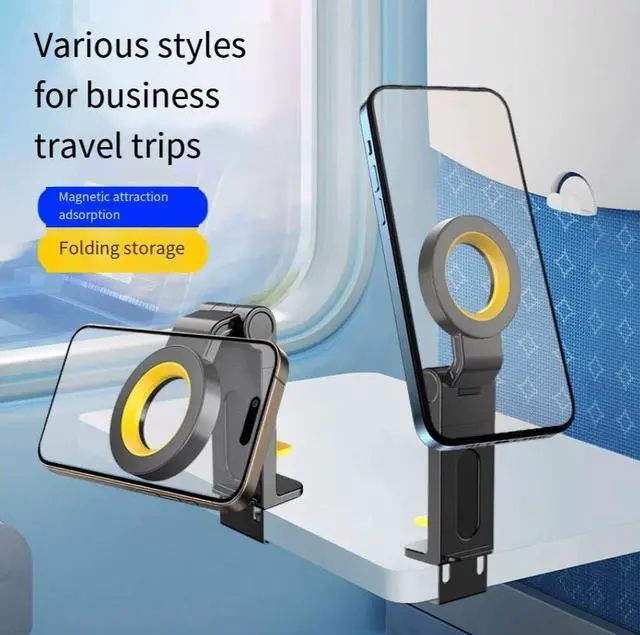 Alt view image 5 of 6 - New Magsafe magnetic travel phone holder- suitable for use on high-speed trains, airplanes, diningtables. Potable lazy person's support