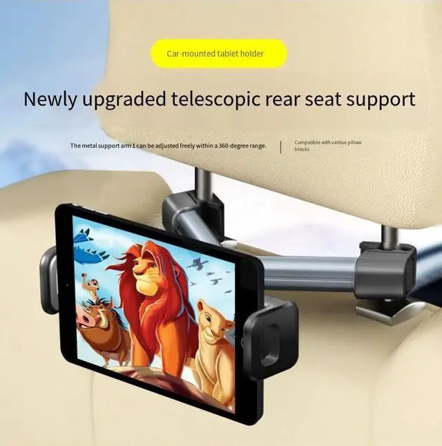 Alt view image 3 of 5 - new upgradedtelescopic headrest support for car rearseat-universalholderfor mobile phones andtablets -360-degree rotation