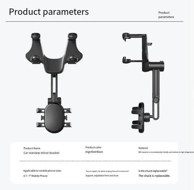 Main image of Carrearview mirorwith mobile phone navigation bracket. it can be extended up and down and swiveled
left and right.without blockingthe view.