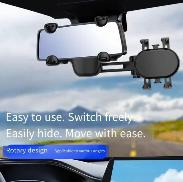Alt view image 3 of 4 - Carrearview mirorwith mobile phone navigation bracket. it can be extended up and down and swiveled
left and right.without blockingthe view.