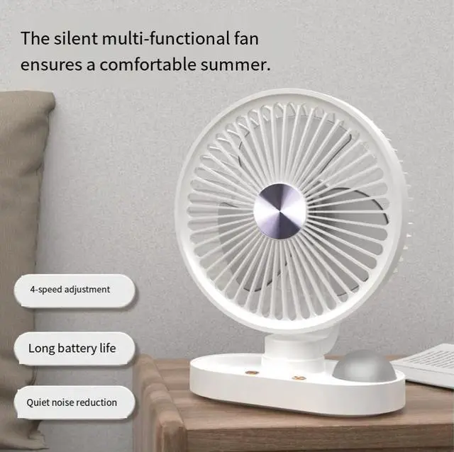 Alt view image 2 of 5 - New desktop fan - ofice dormitory desk fan - silent 8-inch powerful fan - rechargeable - household small electric fan