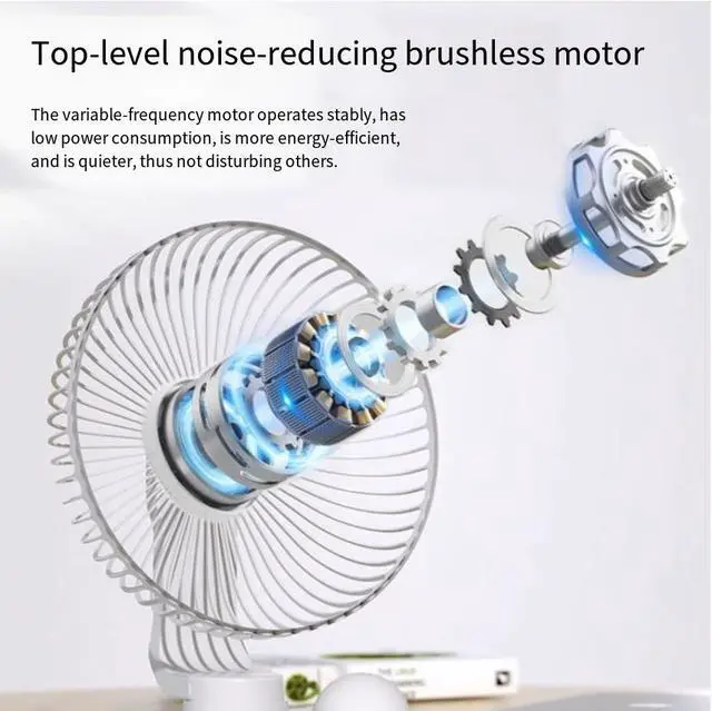 Alt view image 5 of 5 - New desktop fan - ofice dormitory desk fan - silent 8-inch powerful fan - rechargeable - household small electric fan