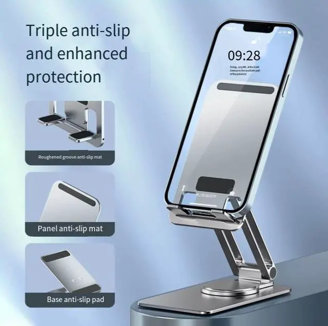 Alt view image 5 of 5 - binge-watchingshows
All-aluminum integrated folding portable stand -versatile for mobile phones, tablets, and desktop use- rotating desk forlazy live streaming and