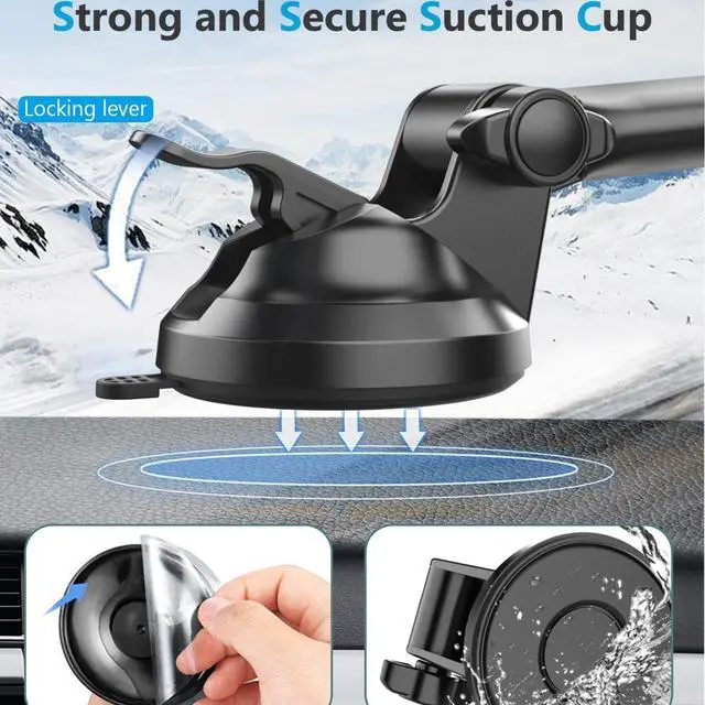 Alt view image 3 of 5 - This magnetic car phone holder is suitable for Apple MagSafe and features a magnetic suction cup with an extendable design.