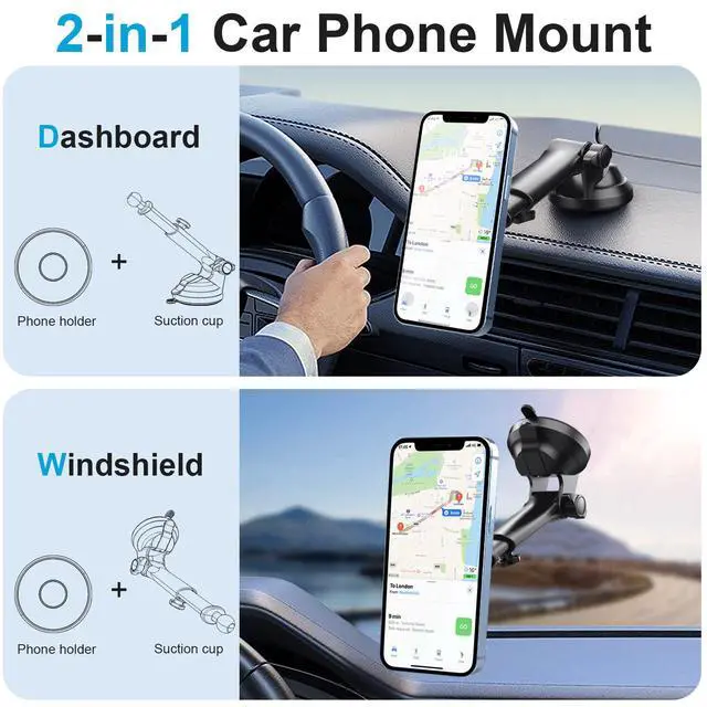 Alt view image 2 of 5 - This magnetic car phone holder is suitable for Apple MagSafe and features a magnetic suction cup with an extendable design.