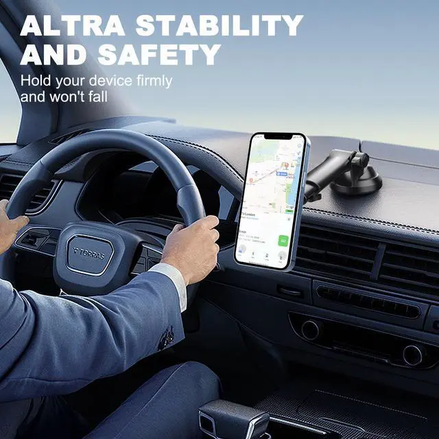 Alt view image 4 of 5 - This magnetic car phone holder is suitable for Apple MagSafe and features a magnetic suction cup with an extendable design.