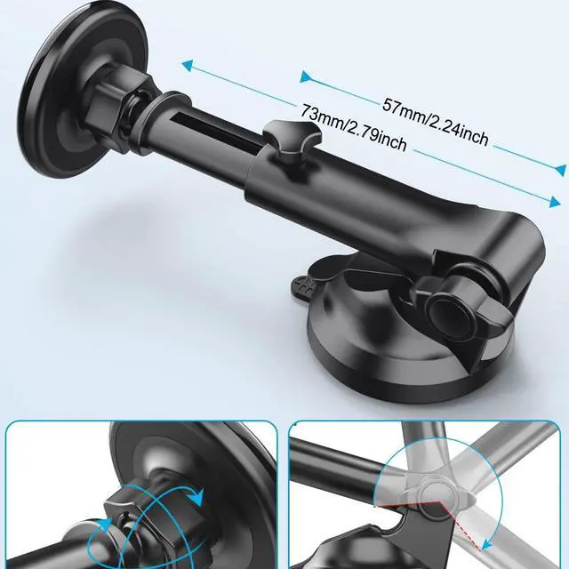Alt view image 5 of 5 - This magnetic car phone holder is suitable for Apple MagSafe and features a magnetic suction cup with an extendable design.