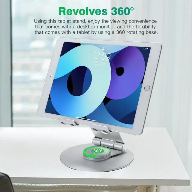 Alt view image 2 of 5 - Foldable dual-axis aluminum alloy mobile phone tablet stand - 360-degree desktop rotation adjustable stand