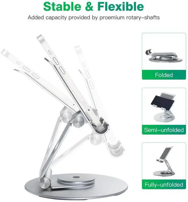 Alt view image 4 of 5 - Foldable dual-axis aluminum alloy mobile phone tablet stand - 360-degree desktop rotation adjustable stand