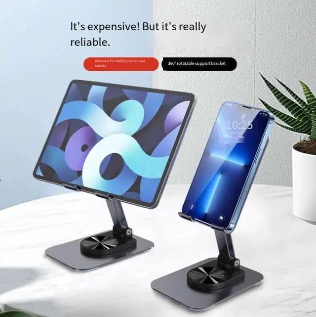 Alt view image 3 of 4 - Mobile phone, tablet and desktop rotating stand - foldable storage stand for live streaming, binge-watching TV shows, lazy person's stand