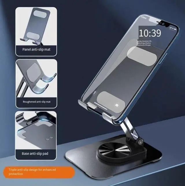 Alt view image 4 of 4 - Mobile phone, tablet and desktop rotating stand - foldable storage stand for live streaming, binge-watching TV shows, lazy person's stand