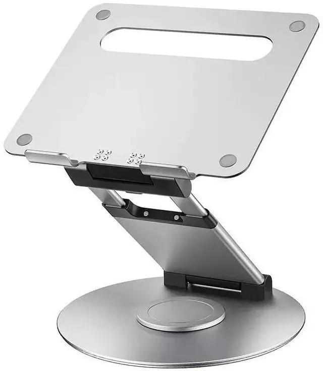 Alt view image 7 of 7 - Rotating notebook stand with aluminum adjustable height desk, heightening, neck-protection, folding and adjustable support structure