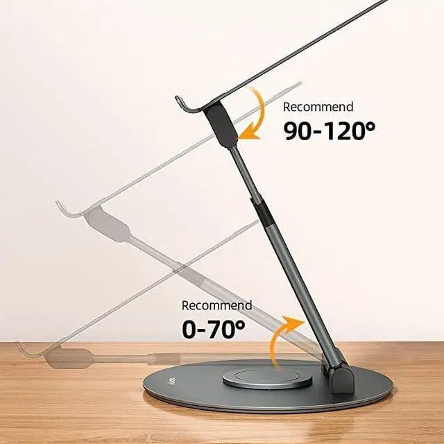 Alt view image 4 of 7 - Rotating notebook stand with aluminum adjustable height desk, heightening, neck-protection, folding and adjustable support structure