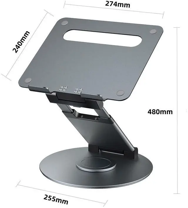 Alt view image 6 of 7 - Rotating notebook stand with aluminum adjustable height desk, heightening, neck-protection, folding and adjustable support structure