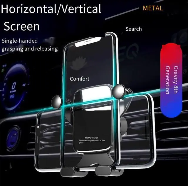 Alt view image 3 of 4 - Horizontal and vertical screen gravity car-mounted mobile phone holder Car-mounted gravity-type air outlet mobile phone holder