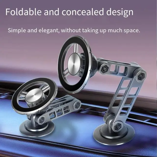 Alt view image 3 of 5 - New Magsafe magnetic mechanical arm alloy folding car mount - dashboard-mounted phone holder