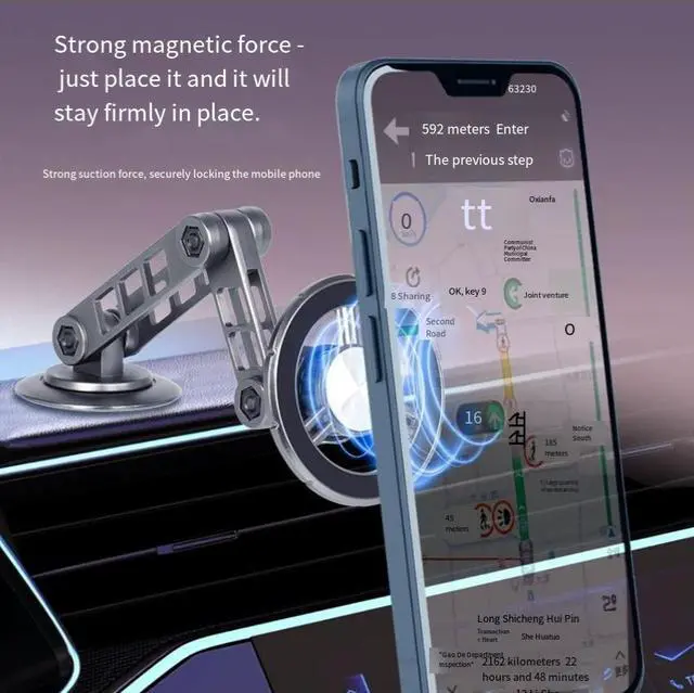Alt view image 4 of 5 - New Magsafe magnetic mechanical arm alloy folding car mount - dashboard-mounted phone holder