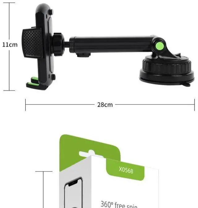 Alt view image 2 of 4 - Universal extended and retractable car mount for mobile phone holder 360°