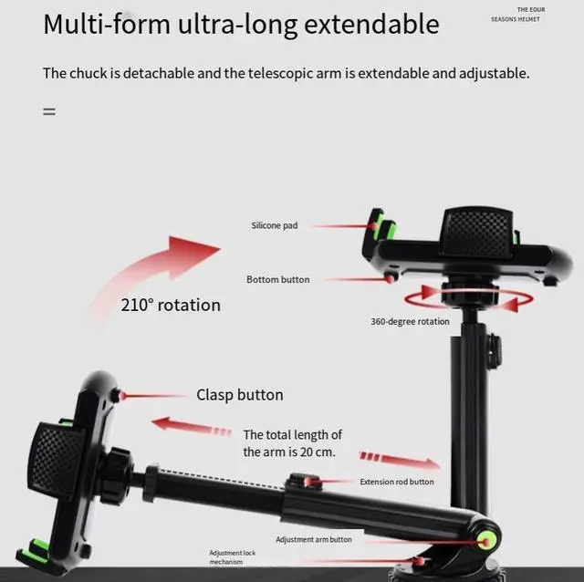 Alt view image 4 of 4 - Universal extended and retractable car mount for mobile phone holder 360°