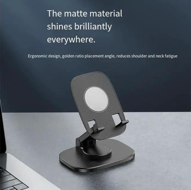 Alt view image 2 of 4 - Portable foldable desktop mobile phone tablet universal stand 360-degree rotating live streaming lazy stand