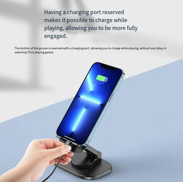 Alt view image 4 of 4 - Portable foldable desktop mobile phone tablet universal stand 360-degree rotating live streaming lazy stand
