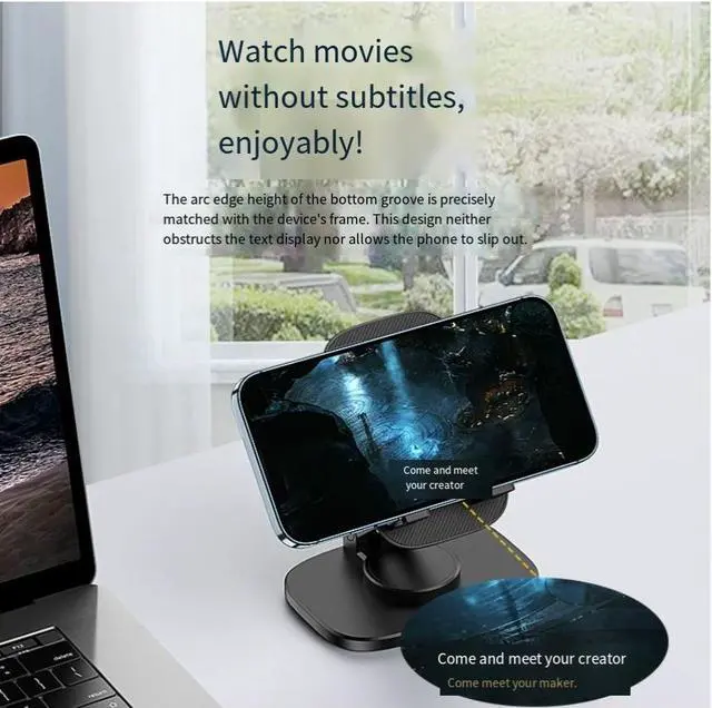Alt view image 3 of 4 - Portable foldable desktop mobile phone tablet universal stand 360-degree rotating live streaming lazy stand