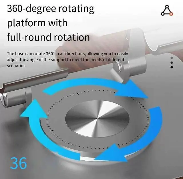 Alt view image 3 of 4 - All-aluminum alloy 360-degree rotating desktop stand, a special folding live streaming stand for tablet computers