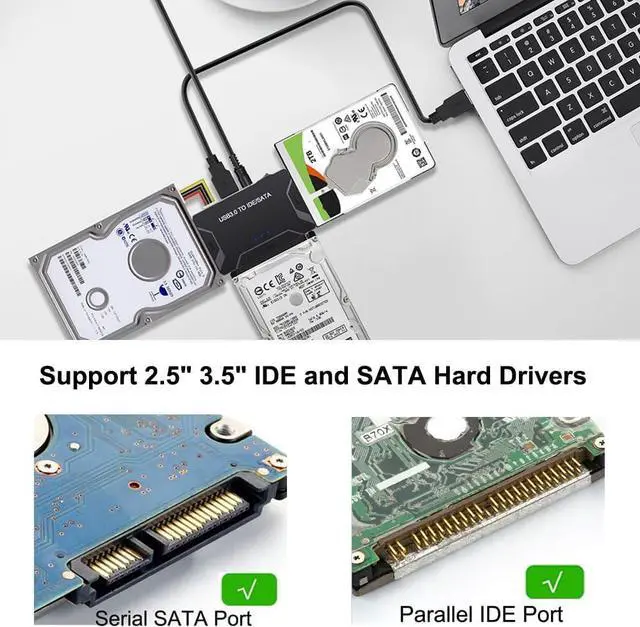 Alt view image 5 of 7 - USB 3.0 to SATA IDE Adapter, Hard Drive Reader External Ultra Recovery Converter Compatible with 2.5" 3.5" HDD, SSD,5.25-inch DVD/CD-ROM Optical Drive Data Transfer with Power Supply