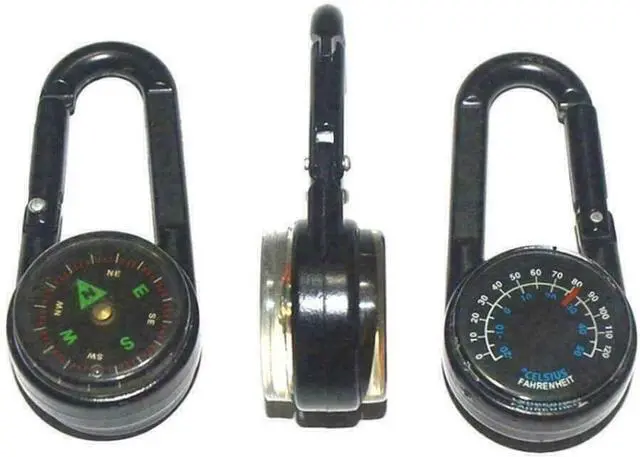 Main image of 3 in 1 Multifunctional Compass Thermometer Hiking Tactical Carabiner Keychain for Camping, Hiking,Travel