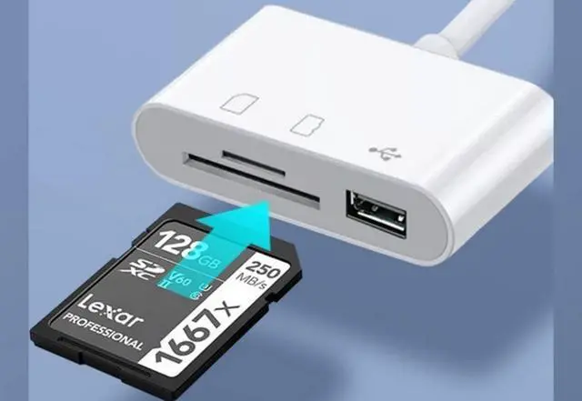 Alt view image 3 of 5 - USB C SD Card Reader, USB C to Micro SD TF Memory Card Reader, 3-in-1 USB Camera Card Reader Adapter