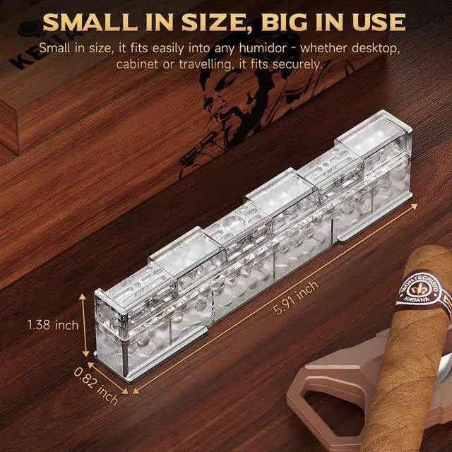 Alt view image 2 of 6 - 2-Piece Cigar Humidifier, Slide Controlled Humidity Release Crystal Gel Cigar Humidor Humidifier, Reusable Humidor Accessories