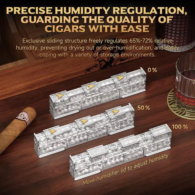 Alt view image 5 of 6 - 2-Piece Cigar Humidifier, Slide Controlled Humidity Release Crystal Gel Cigar Humidor Humidifier, Reusable Humidor Accessories