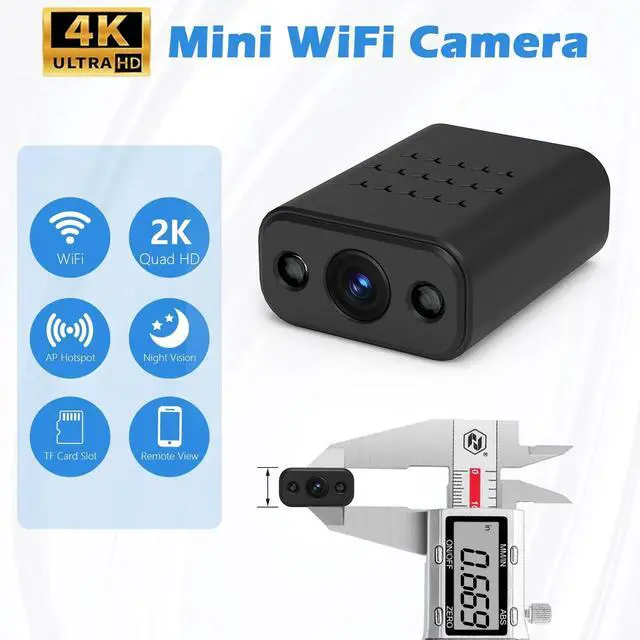 Alt view image 2 of 6 - Security Camera for 4K, Mini Security Cameras Wireless wifi, Small Camera Security, Indoor Surveillance Camera with Night Vision, Motion Detection, Sound Recording