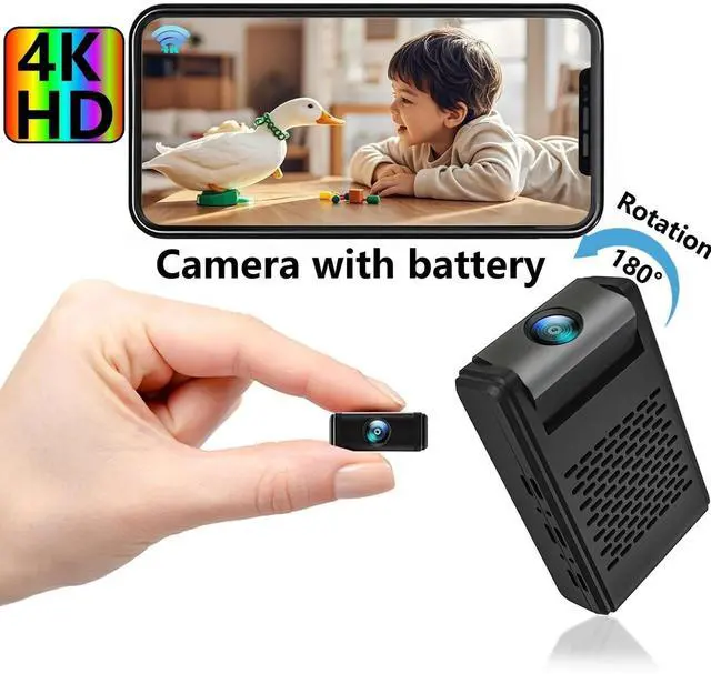 Main image of Spy Camera , Hidden Camera Mini Security Camera, Nanny Cam with 180°Rotating Lens, 4K WiFi Wireless Surveillance, Motion Detection, Auto Night Vision