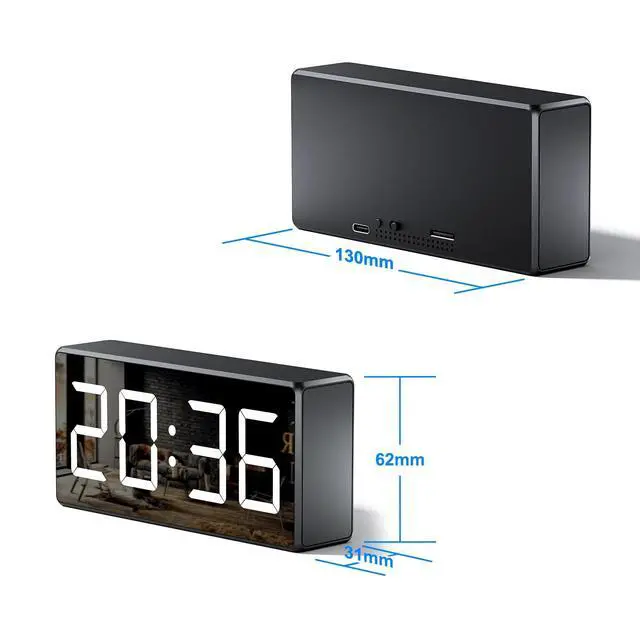 Alt view image 5 of 6 - Camera Clock WiFi Camera Covert Nanny Video Recorder Mini 4K Wireless Nanny Cam Indoor Home Office Security Night Vision Motion Detection