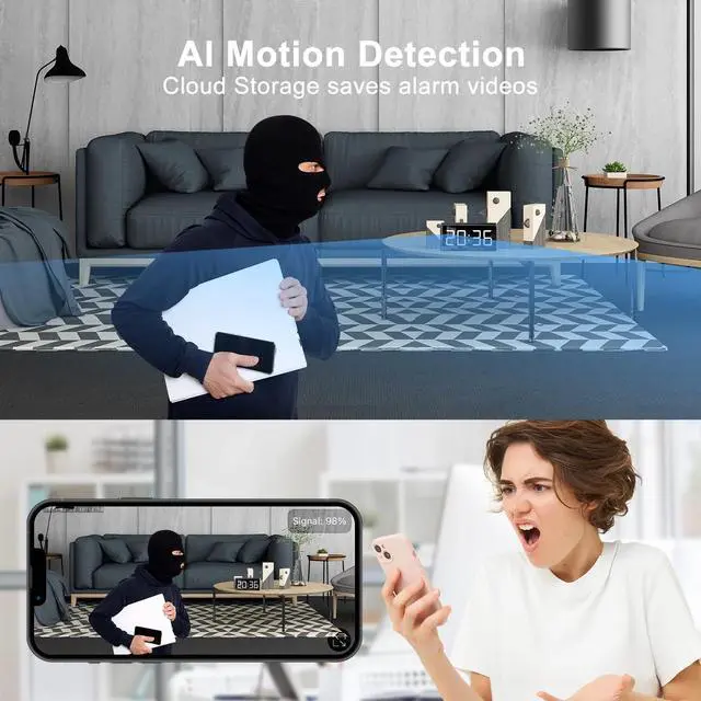 Alt view image 3 of 6 - Camera Clock WiFi Camera Covert Nanny Video Recorder Mini 4K Wireless Nanny Cam Indoor Home Office Security Night Vision Motion Detection