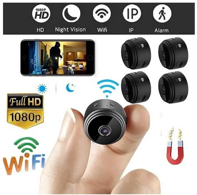 Main image of Mini Spy Camera Hidden WiFi Small Wireless Video Camera with Full HD 1080P Audio Night Vision Motion Sensor Detection Support SD Card for iPhone Android Security Nanny Surveillance Cam(1) 4Pcs