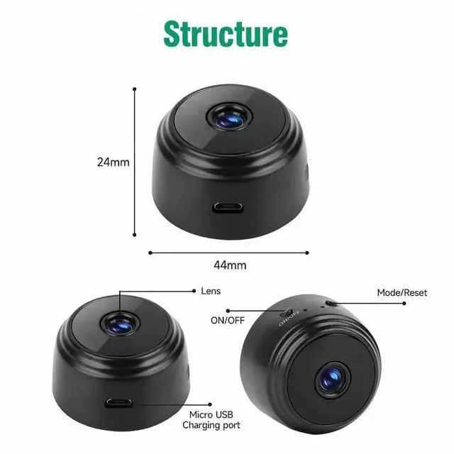 Alt view image 6 of 7 - Mini Wi-fi Spy Camera 1080P Wireless Hidden Security Camera Night Vision, Smart Voice, Remote Access