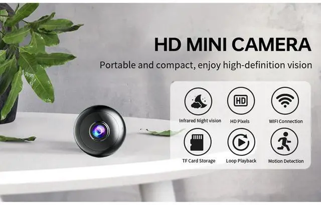 Alt view image 2 of 6 - Mini Small Camera. Hidden Camera with Audio/Video. Spy Cam with Night Vision and Motion Detection for Home Indoor Use (Exclude SD Card)