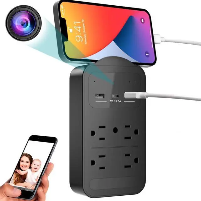 Main image of Hidden Camera Charger with 4K, 1 Channel, 128G SD Card, Black, night vision
