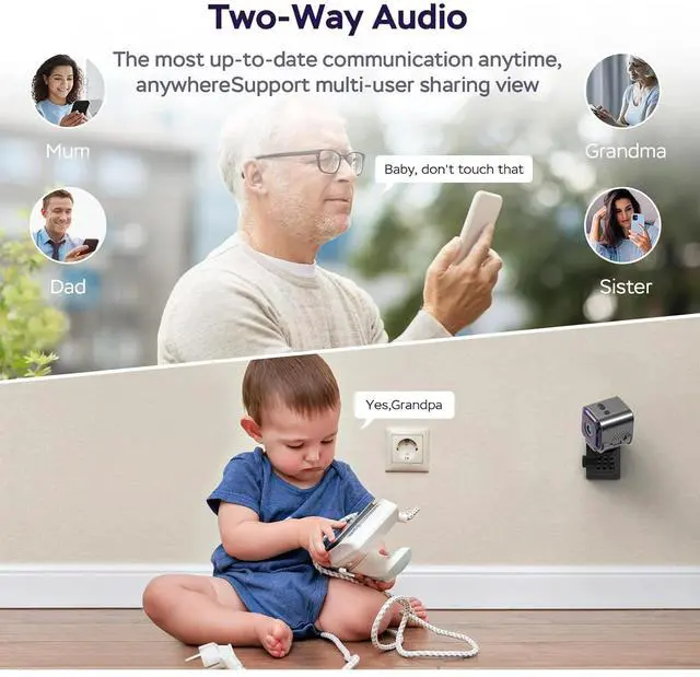 Alt view image 3 of 7 - Camera Hidden Camera with Audio/Video, Mini Wireless Camera with Phone App, Two-Way Audio, Night Vision, Motion Detection, Real Time Recording Surveill