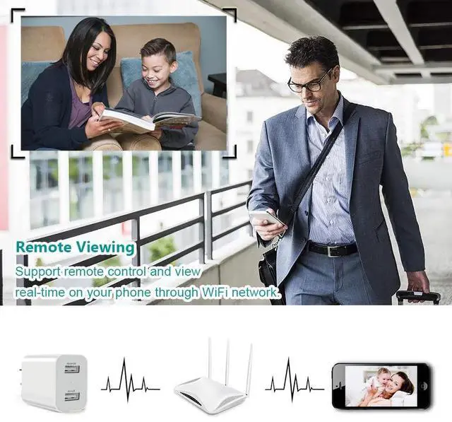 Alt view image 5 of 7 - Upgraded 1080P HD Nanny Cam Charger Wireless and Security Camera with Remote Viewing, Nanny Cam Nanny Camera Indoor/Outdoor, motion detection